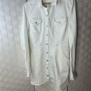 Free People White Button up Dress